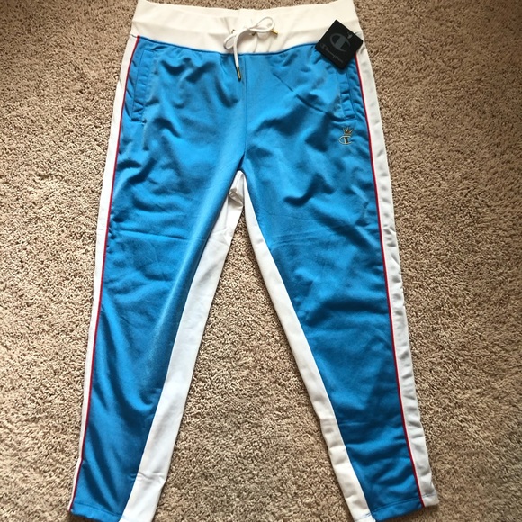 CHAMPION Slim leg track pants Ankle crown gold joggers sweatpants  XS satin - Picture 3 of 8